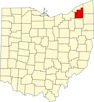 Locatie van Geauga County in Ohio
