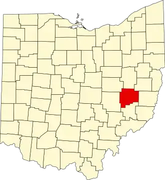 Locatie van Guernsey County in Ohio