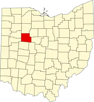 Locatie van Hardin County in Ohio