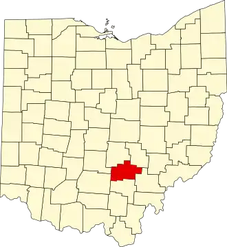 Locatie van Hocking County in Ohio