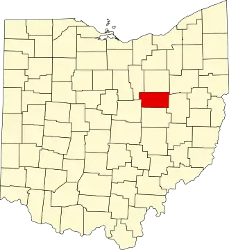 Locatie van Holmes County in Ohio