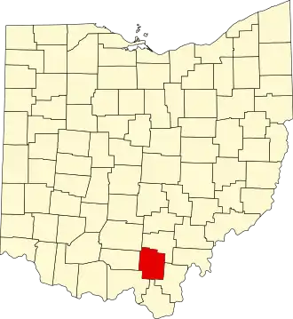 Locatie van Jackson County in Ohio
