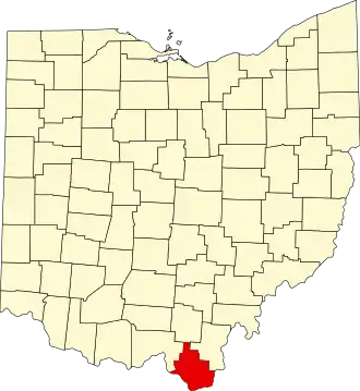 Locatie van Lawrence County in Ohio
