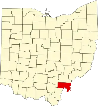 Locatie van Meigs County in Ohio