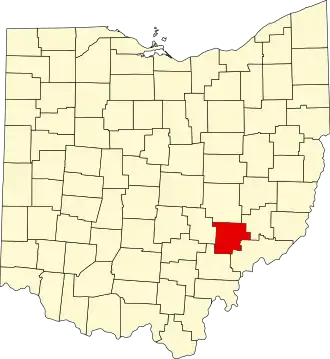 Locatie van Morgan County in Ohio