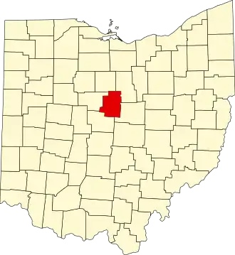 Locatie van Morrow County in Ohio