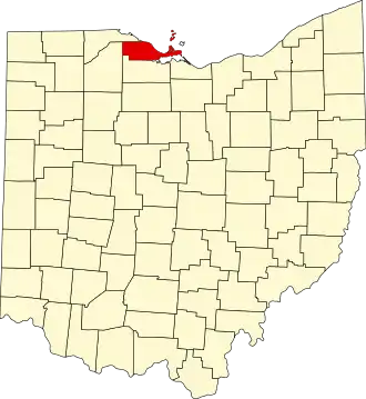 Locatie van Ottawa County in Ohio