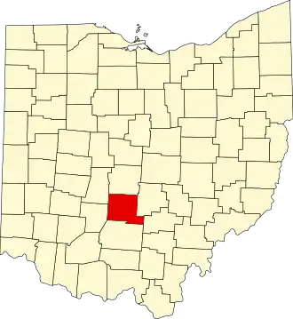 Locatie van Pickaway County in Ohio