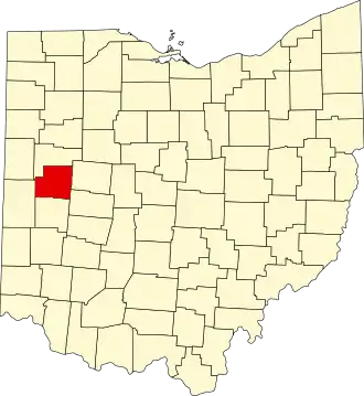 Locatie van Shelby County in Ohio