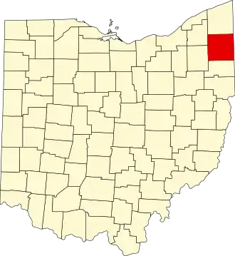 Locatie van Trumbull County in Ohio