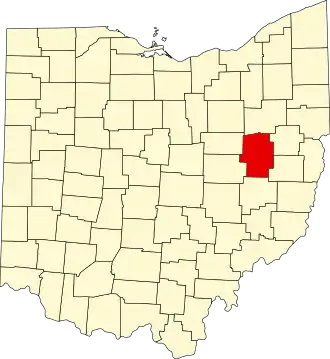 Locatie van Tuscarawas County in Ohio