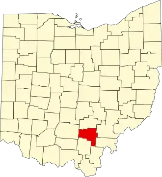 Locatie van Vinton County in Ohio