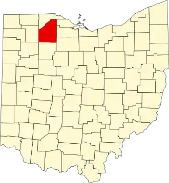 Locatie van Wood County in Ohio