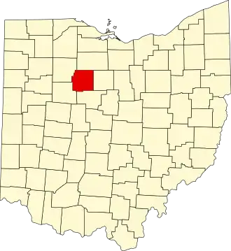 Locatie van Wyandot County in Ohio