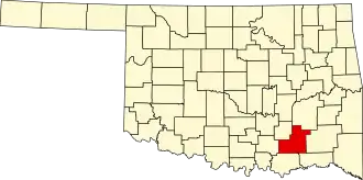 Locatie van Atoka County in Oklahoma