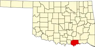 Locatie van Bryan County in Oklahoma