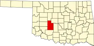 Locatie van Caddo County in Oklahoma