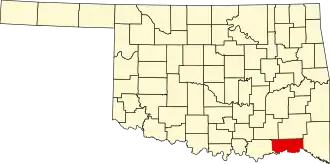 Locatie van Choctaw County in Oklahoma