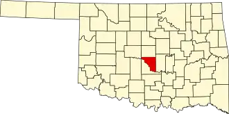 Locatie van Cleveland County in Oklahoma