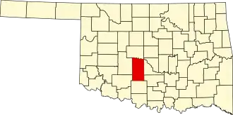 Locatie van Grady County in Oklahoma