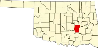 Locatie van Hughes County in Oklahoma