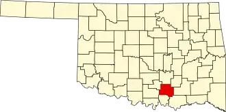 Locatie van Johnston County in Oklahoma
