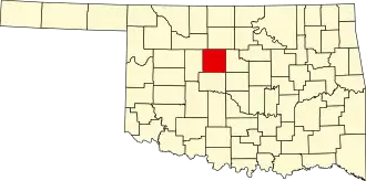 Locatie van Kingfisher County in Oklahoma