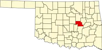 Locatie van Okfuskee County in Oklahoma