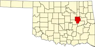 Locatie van Okmulgee County in Oklahoma