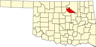 Locatie van Pawnee County in Oklahoma
