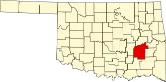 Locatie van Pittsburg County in Oklahoma