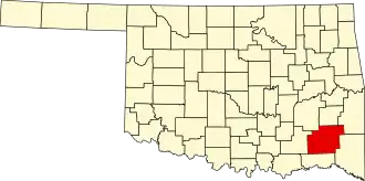 Locatie van Pushmataha County in Oklahoma