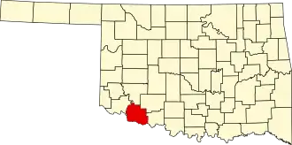 Locatie van Tillman County in Oklahoma