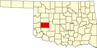 Locatie van Washita County in Oklahoma