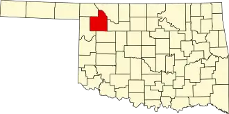 Locatie van Woodward County in Oklahoma