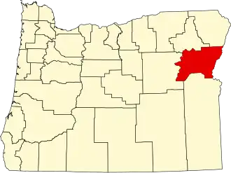 Locatie van Baker County in Oregon