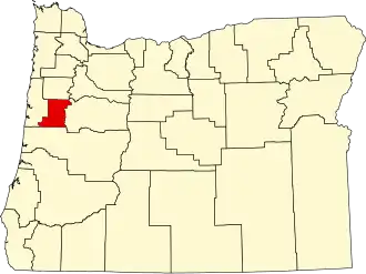 Locatie van Benton County in Oregon