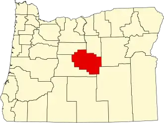 Locatie van Crook County in Oregon