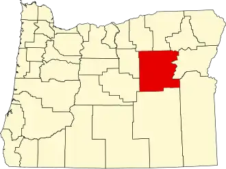 Locatie van Grant County in Oregon