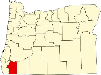 Locatie van Josephine County in Oregon