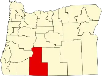Locatie van Klamath County in Oregon