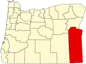 Locatie van Malheur County in Oregon