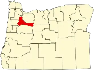 Locatie van Marion County in Oregon