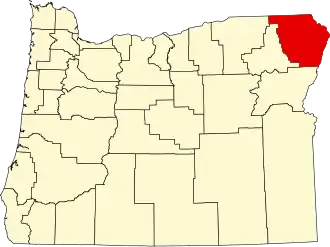 Locatie van Wallowa County in Oregon