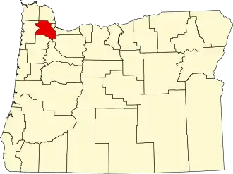 Locatie van Washington County in Oregon