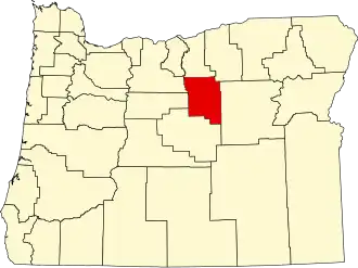 Locatie van Wheeler County in Oregon