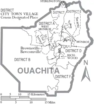 Kaart van Ouachita Parish
