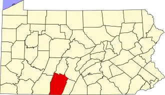 Locatie van Bedford County in Pennsylvania