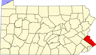 Locatie van Bucks County in Pennsylvania