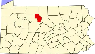 Locatie van Cameron County in Pennsylvania